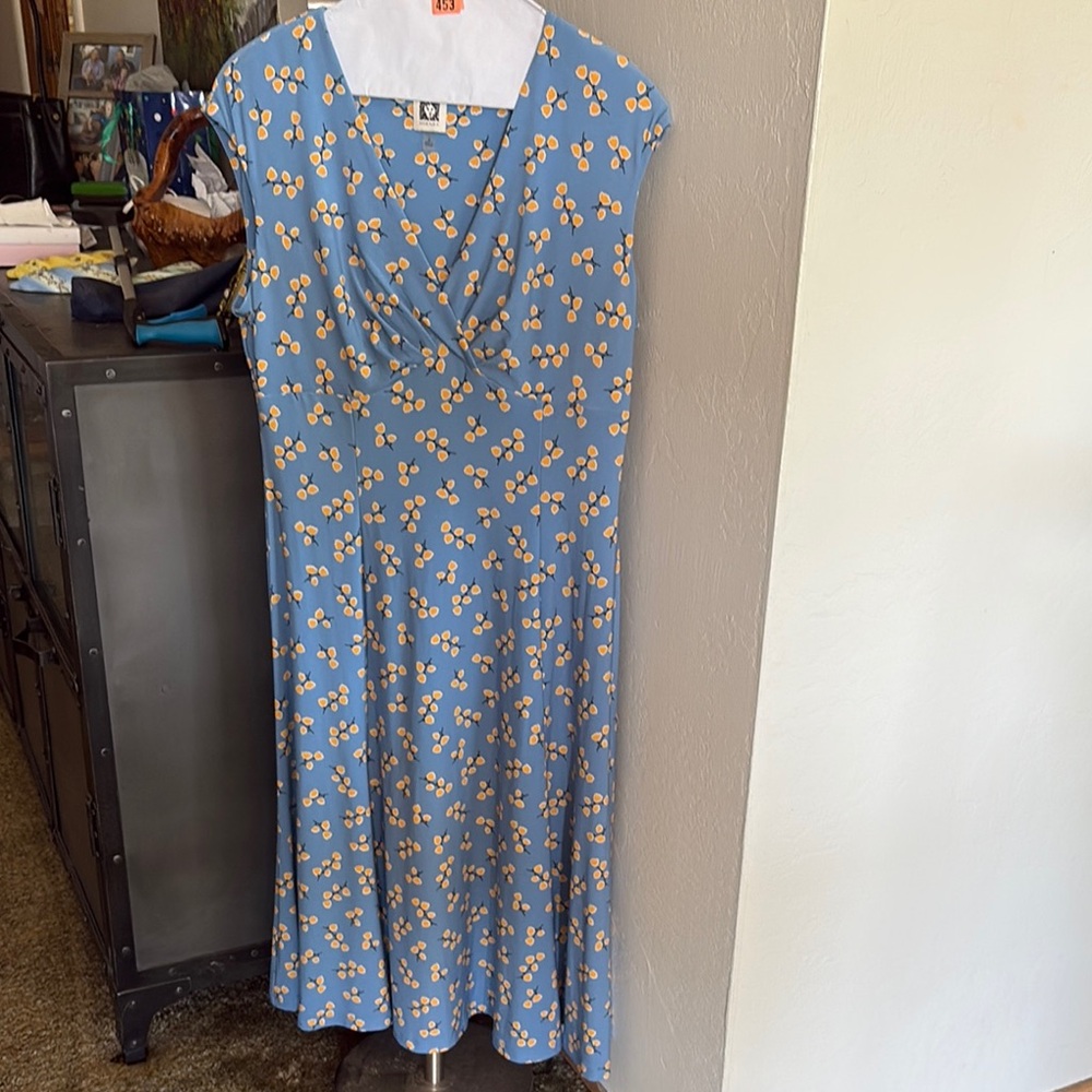 Anne Klein Blue and White Scoop Neck Sundress